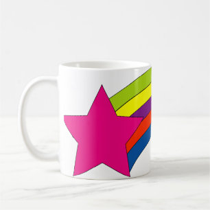 Ljus regnbågsrandig och rosa stjärna färgglatt mod kaffemugg
