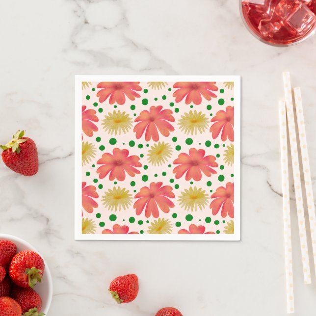 Ljus Retro Blommönster Sömlöst Mönster  Pappersservett (Insitu)