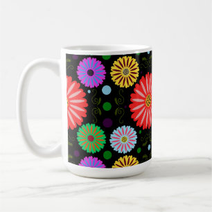 Ljus retro blomster Mönster Färgrik folkkonst  Kaffemugg