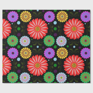 Ljus retro blomster Mönster Färgrik folkkonst Presentpapper