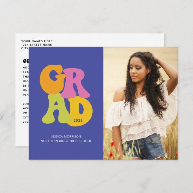 Ljus Retro Design 2025 Foto Examen Vykort (Fram/baksida)