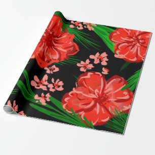 Ljus röd blom- juldesign presentpapper