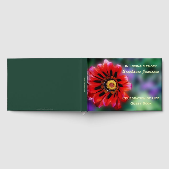 Ljus Röd Blomma Gazania, Firande av Livet Gästböcker (Full)