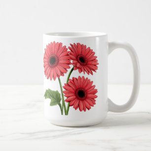 Ljus röd gerbera daisybukett kaffemugg