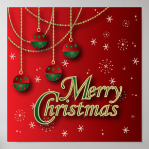 Ljus röd god jul poster