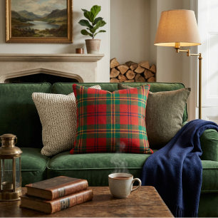 Ljus Röd & Grön Tartan Rutig Kudde