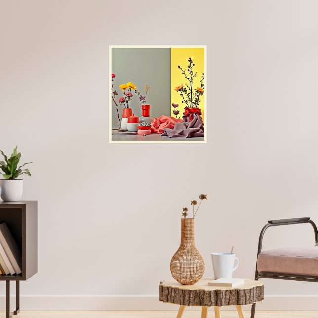 Ljus Röd Gul Arrangemang Design Poster (Vardagsrum 3)