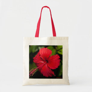 Ljus röd hibiskus tygkasse