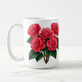 Ljus röd kamelia rosbukett kaffemugg