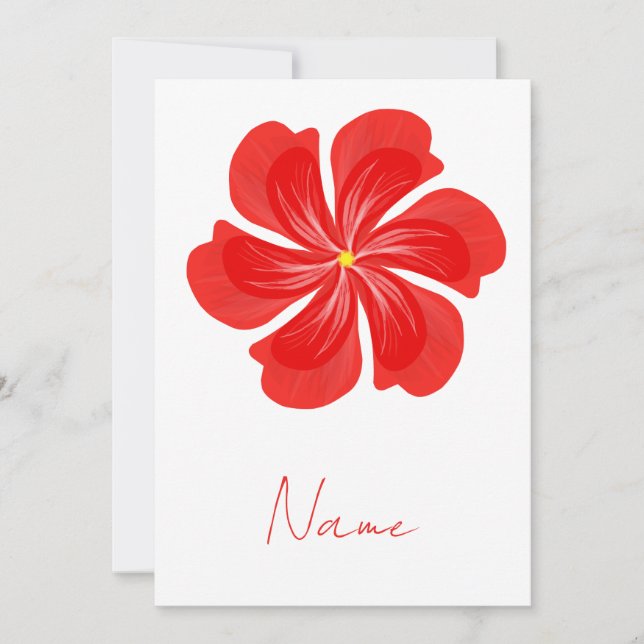 Ljus Röd Kronblad Blomning - Minimalistisk Blomste Inbjudningar (Framsida)