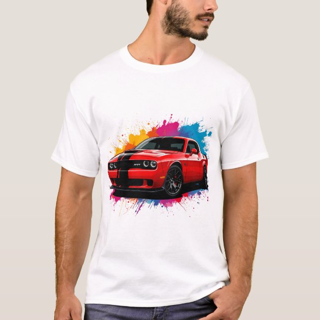 Ljus Röd Muskelbil T Shirt (Framsida)