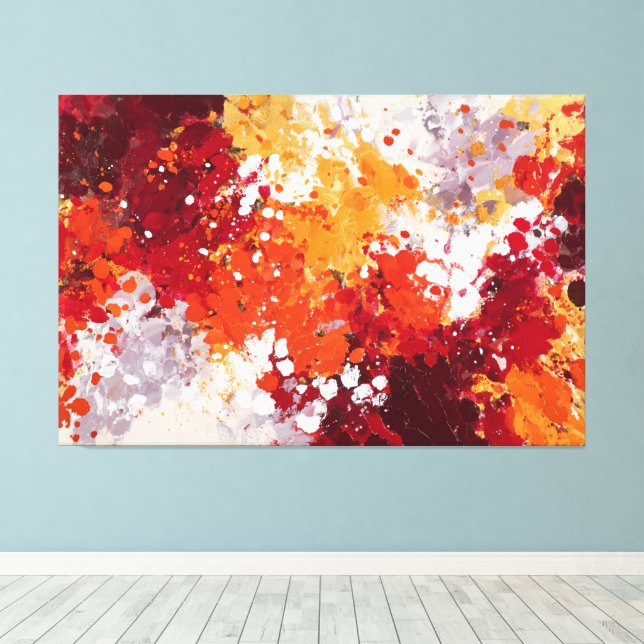 Ljus röd och gul stänk abstrakt väggkonst canvastryck (Insitu (trägolv))