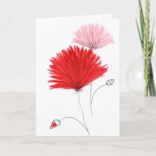 Ljus Röd och Rosa Akvarell Blommig Välkomstkort Kort