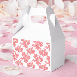 Ljus röd och rosa blommig presentpapper med presentaskar