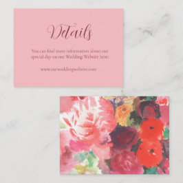 Ljus röd och rosa blomsterkort  tilläggskort