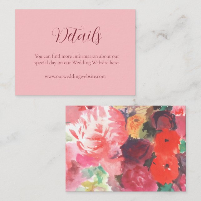 Ljus röd och rosa blomsterkort  tilläggskort (Fram/baksida)