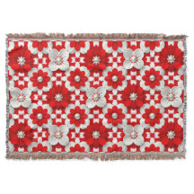 Ljus Röd Och Vit Blommig Mönster Med Pärlor