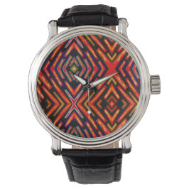 Ljus röd orange svart abstrakt science fiction armbandsur