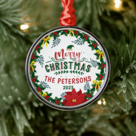 Ljus röd poinsettia jul familjekrans julgransprydnad metall