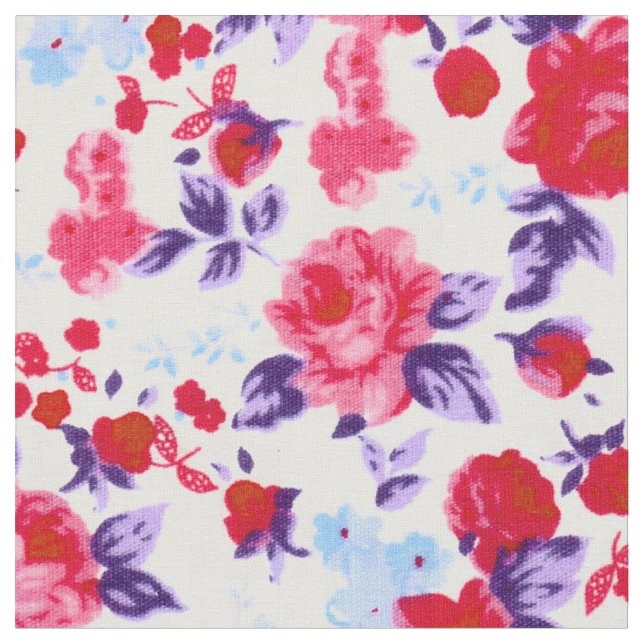 Ljus röd, purpurfärgad och rosa blommönster tyg (Närbild)