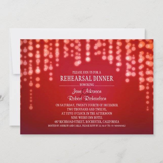 ljus röd REHEARSAL DINNER-inbjudan Inbjudningar (Framsida)