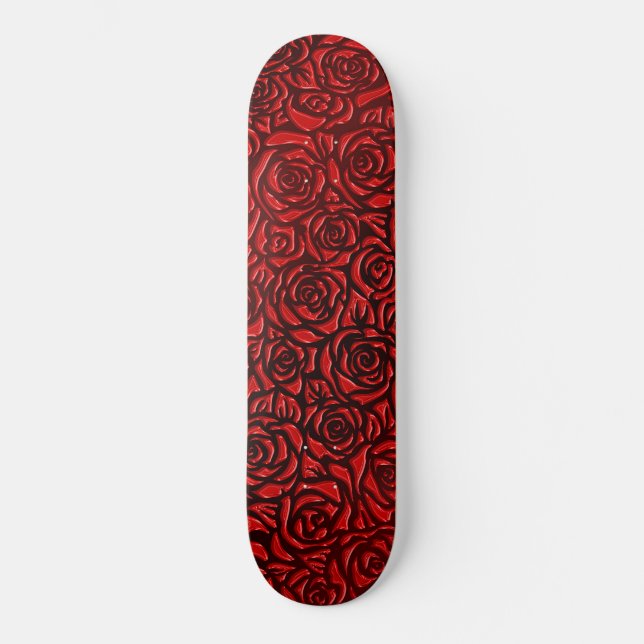 Ljus röd rosdesign mini skateboard bräda 18,5 cm (Framsida)