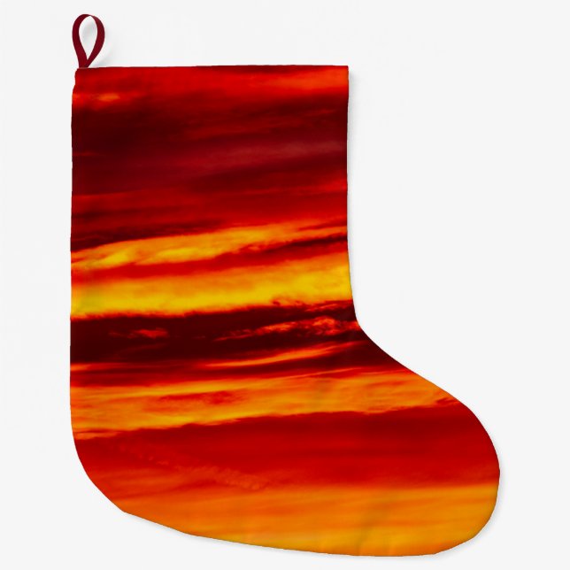 Ljus röd solnedgång stor julstrumpa (Framsidan)