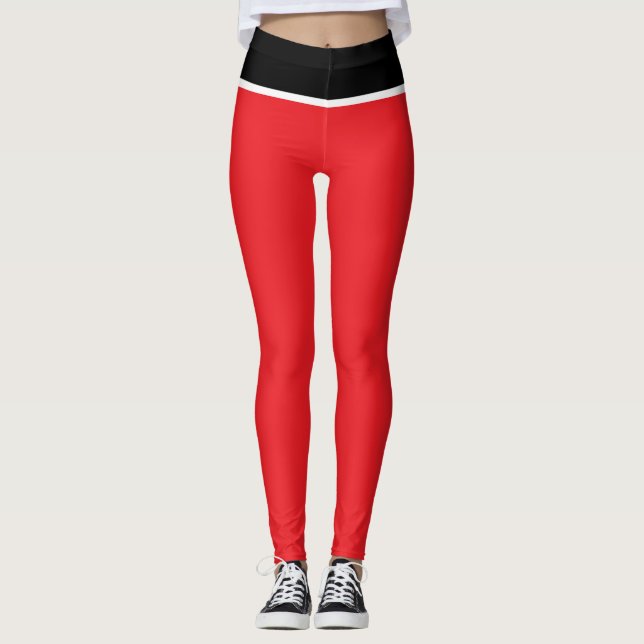Ljus röd svart och vit leggings (Framsida)