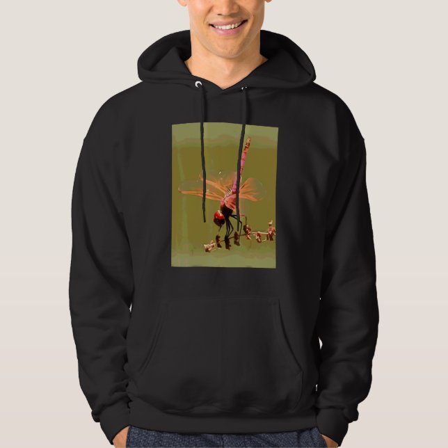 Ljus röd violett dropwing isolerad på grön färg hoodie (Framsida)