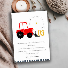 Ljus Röda Gula Grävmaskin Barn Alla Åldrar Födelse Tack Kort