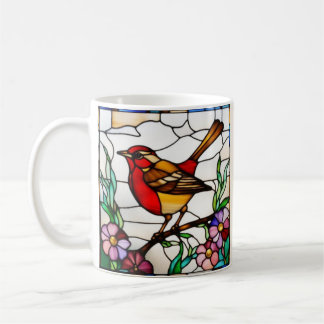 Ljus rödhake i glasmålning kaffemugg