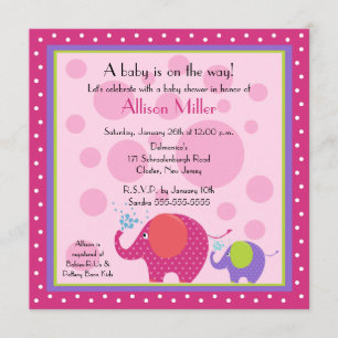 Ljus & rolig elefantbaby shower inbjudningar