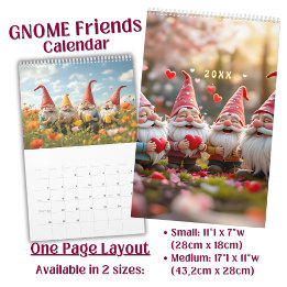 Ljus rolig söt Gnome Vänner Konst Kalender