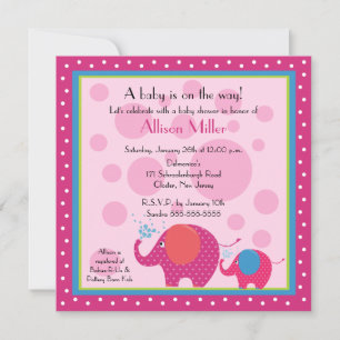 Ljus & Roligt Elephant Baby Shower Inbjudningar