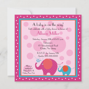Ljus & Roligt Elephant Baby Shower Inbjudningar