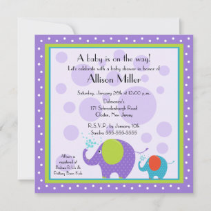 Ljus & Roligt Elephant Baby Shower Inbjudningar