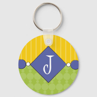 Ljus, Roligt, Polka Dot Monogram Keychain Nyckelring