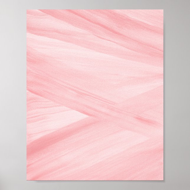 Ljus rosa Abstrakt Linjer Brushstroke Art Poster (Framsidan)