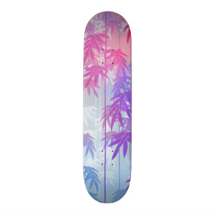 Ljus rosa akvarell tropiskt paljeträdsmönster old school skateboard bräda 18 cm