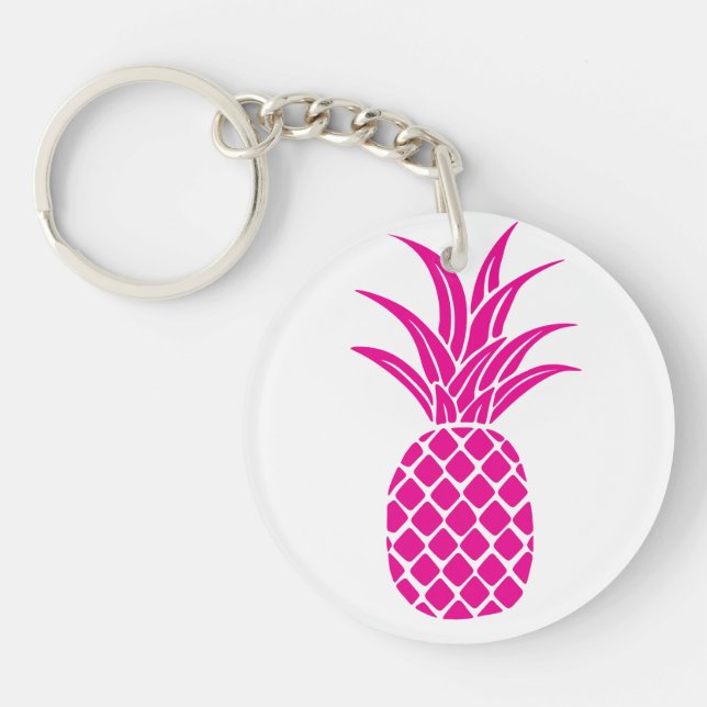Ljus Rosa, ananas, akryl nyckelkedja (Framsidan)