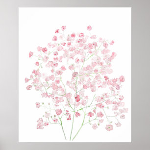 ljus rosa Baby-utandning Bouquet gypsophila vatten Poster