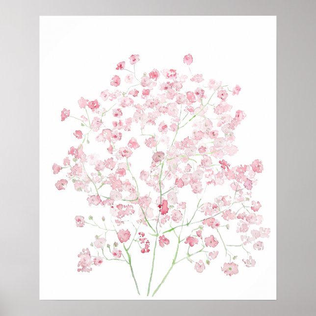 ljus rosa Baby-utandning Bouquet gypsophila vatten Poster (Framsidan)