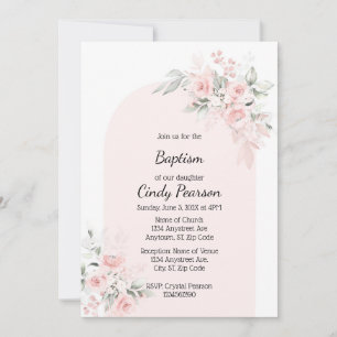 Ljus rosa baptism-inbjudan inbjudningar