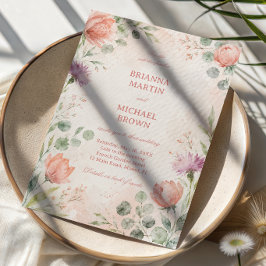 Ljus Rosa Blommig Elegans Inbjudningar
