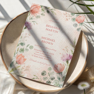 Ljus Rosa Blommig Elegans Inbjudningar