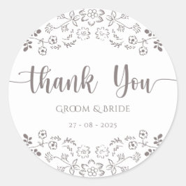 Ljus rosa blommigt Elegant bröllop Runt Klistermärke