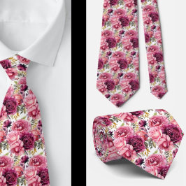 Ljus rosa blomster vattenfärg slips