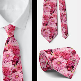 Ljus rosa blomster vattenfärg slips