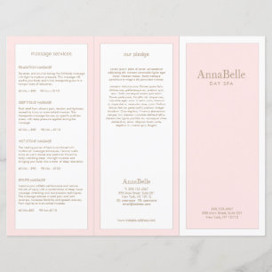 Ljus rosa bokningsdag: Spa Salon TriFold Brochure