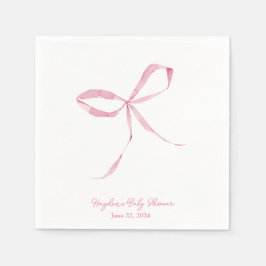 Ljus rosa Bow Coquette Personlig Napkin Pappersservett